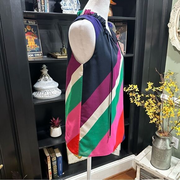 Trina Turk Multi Colored Striped Sleeveless Blouse Size Small - Picture 7 of 10